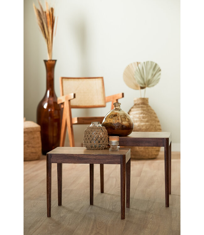 Light & Living Side table S/2 46x38x36+50x50x42 cm STIJN wood brown