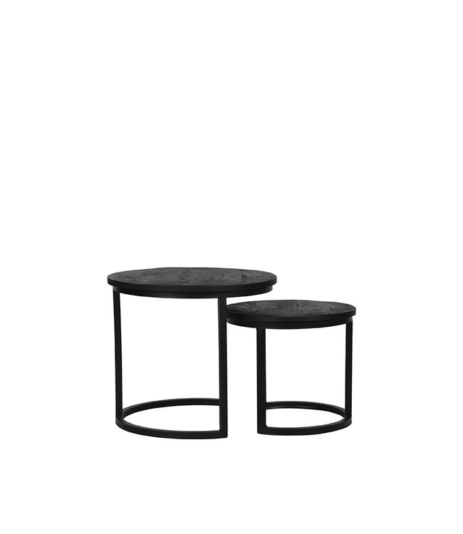 LABEL51 LABEL51 Salontafel Duo - Zwart - Mangohout 40x40x38 cm