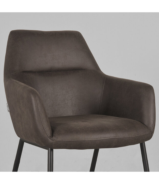 LABEL51 Eetkamerstoel Lenny - Antraciet - Microfiber