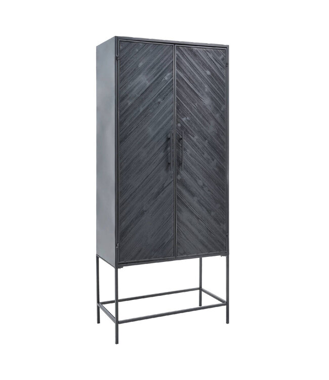 PTMD Rens Black Wooden cabinet metal frame 2 doors KD