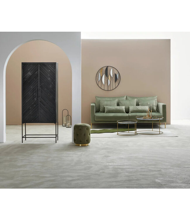 PTMD Rens Black Wooden cabinet metal frame 2 doors KD