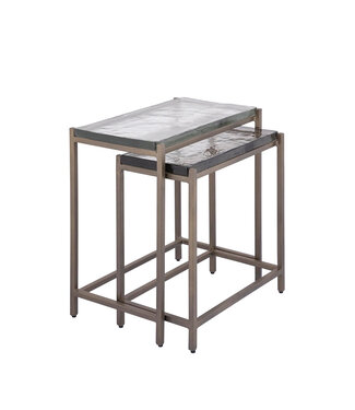 PTMD Lucinde Brass iron sidetable smoky glass rect SV2
