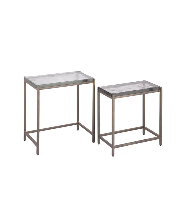 PTMD Lucinde Brass iron sidetable smoky glass rect SV2