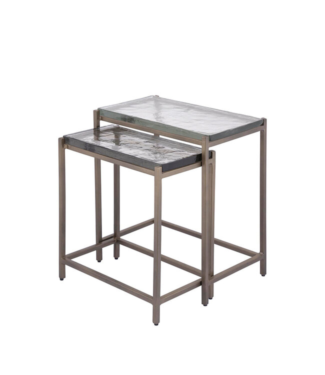 PTMD Lucinde Brass iron sidetable smoky glass rect SV2