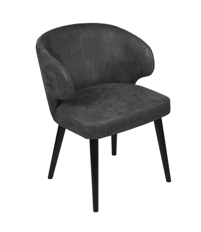 PTMD Fiori Anthracite terra leather dining chair
