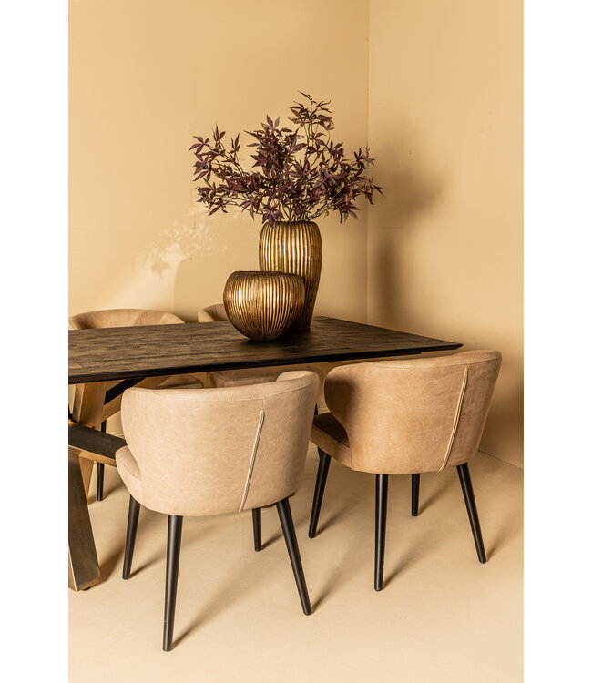 PTMD Fiori Anthracite terra leather dining chair