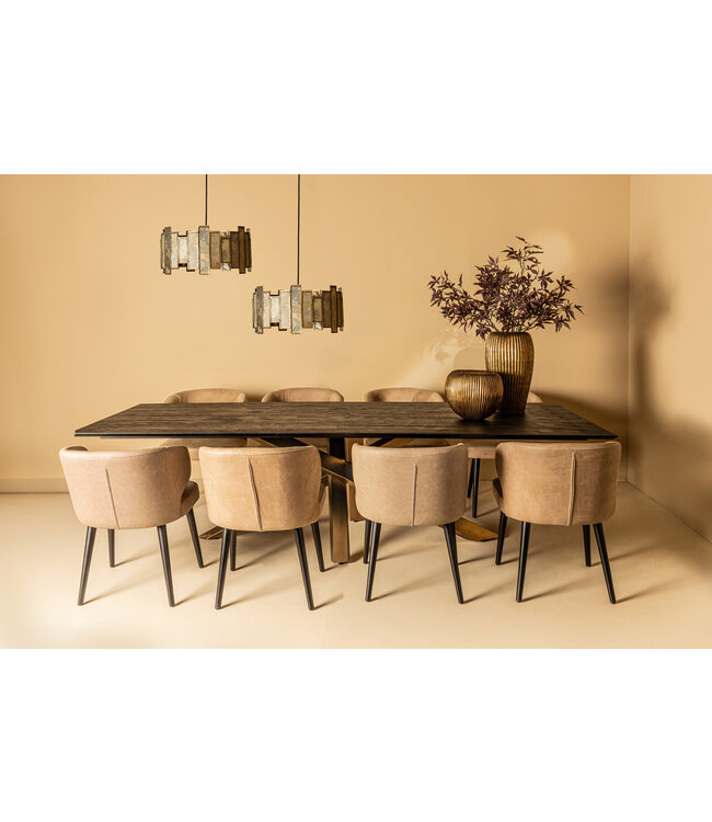 PTMD Fiori Anthracite terra leather dining chair