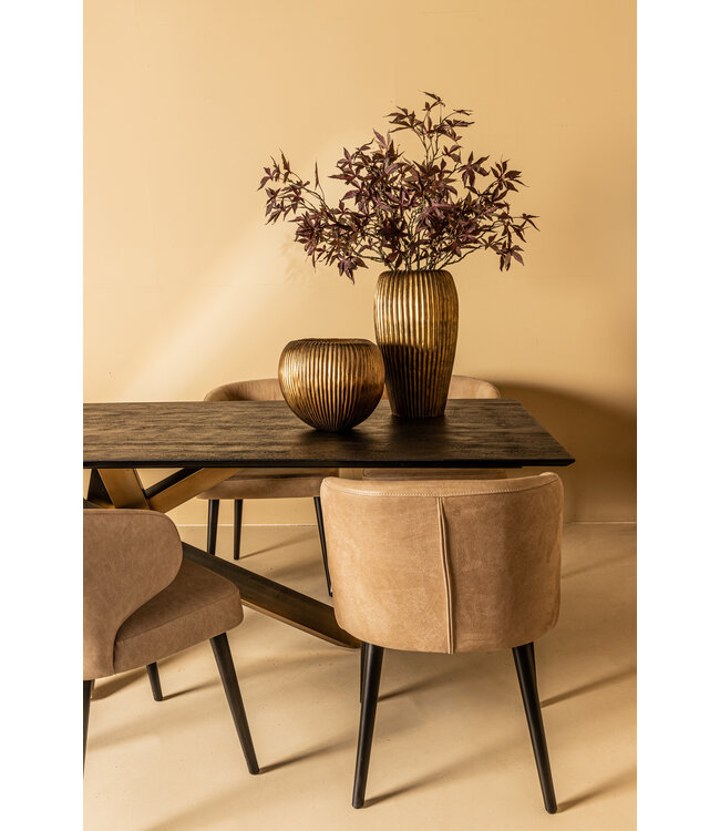 PTMD Fiori Anthracite terra leather dining chair