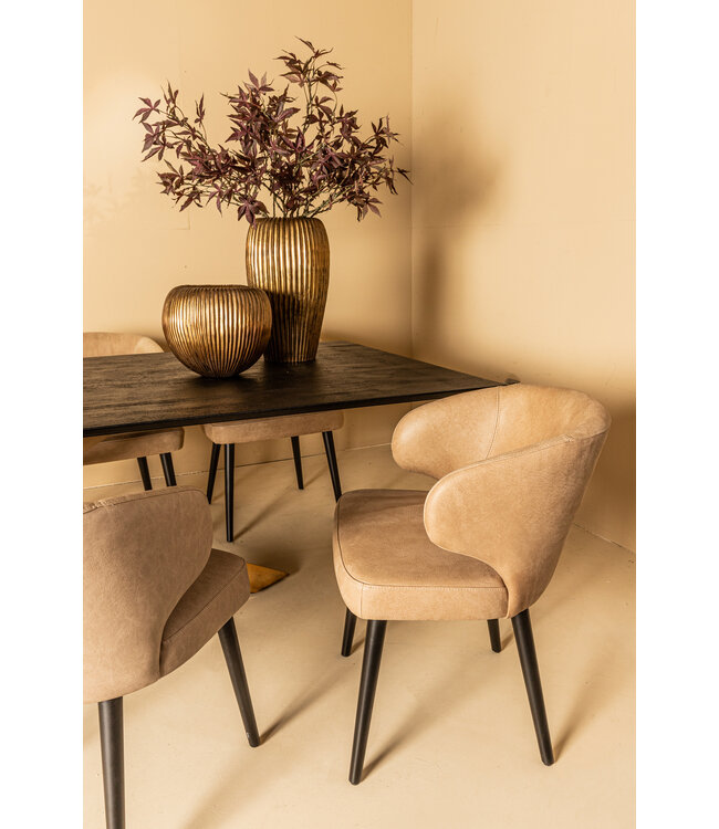 PTMD Fiori Anthracite terra leather dining chair