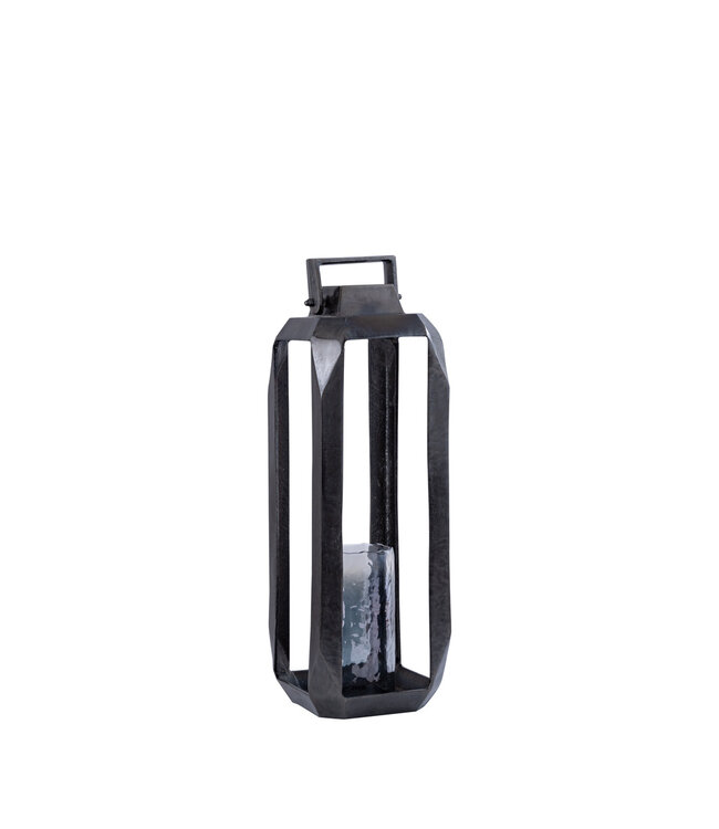 PTMD Hythm Black casted alu lantern with glass S
