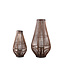PTMD Lysia Brown round bamboo lantern with glass L