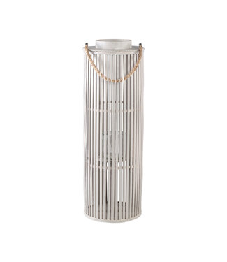 PTMD Zafria Cream round bamboo lantern with glass L