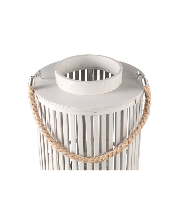 PTMD Zafria Cream round bamboo lantern with glass L