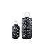 PTMD Mayita Black round bamboo lantern with glass L