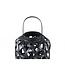PTMD Mayita Black round bamboo lantern with glass L