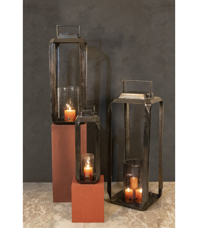 PTMD Hythm Black casted alu lantern with glass M