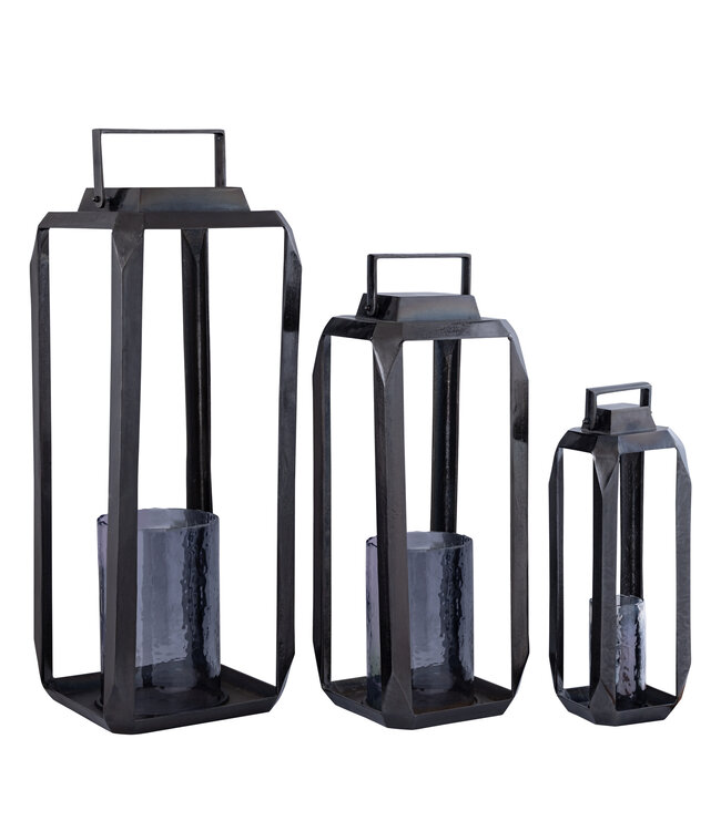 PTMD Hythm Black casted alu lantern with glass M