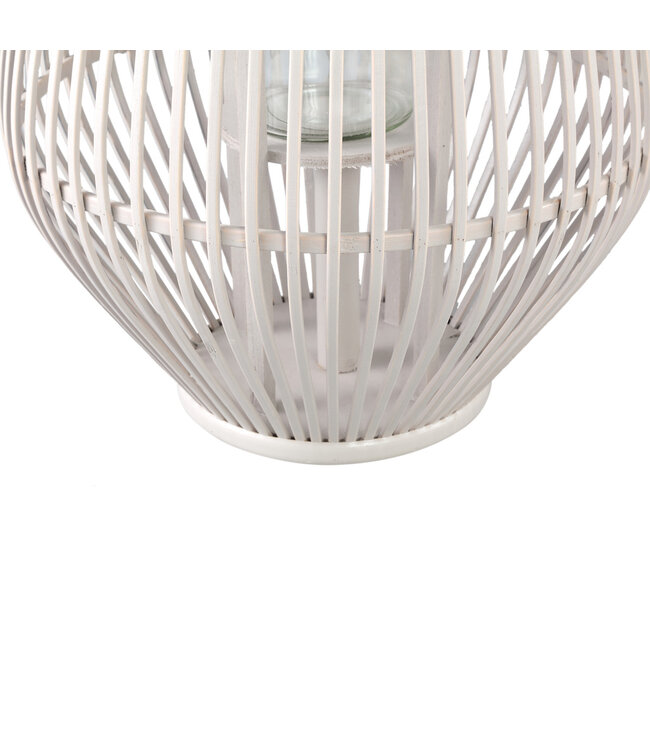 PTMD Lysia Sand round bamboo lantern with glass L