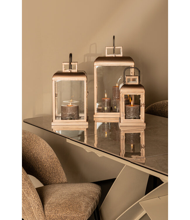 PTMD Vitoria Copper rectangle iron lantern with glass S