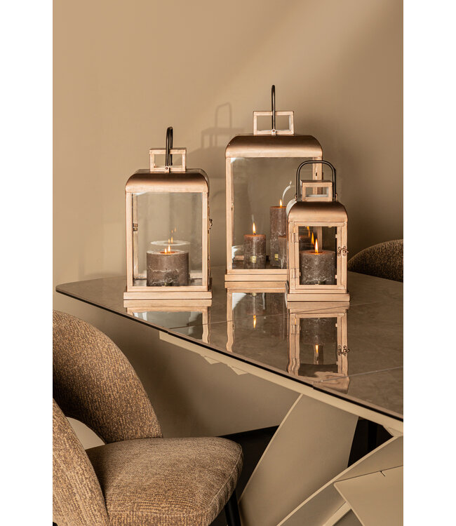 PTMD Vitoria Copper rectangle iron lantern with glass S