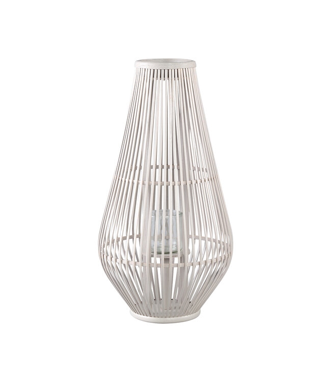 PTMD Lysia Sand round bamboo lantern with glass L