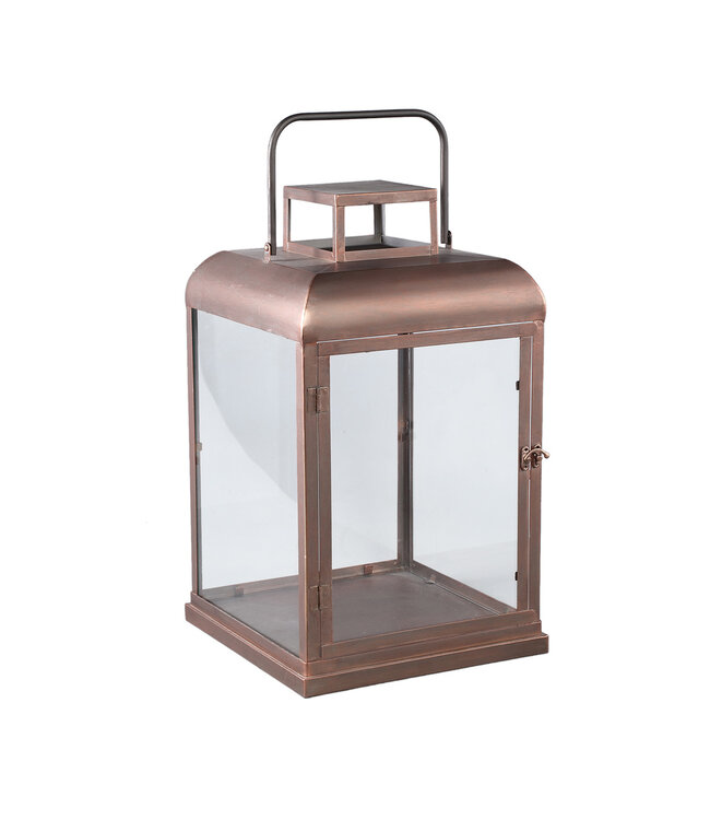 PTMD Vitoria Copper rectangle iron lantern with glass L