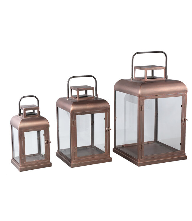 PTMD Vitoria Copper rectangle iron lantern with glass M