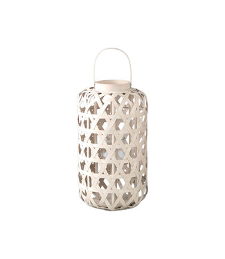 PTMD Mayita Sand round bamboo lantern with glass S