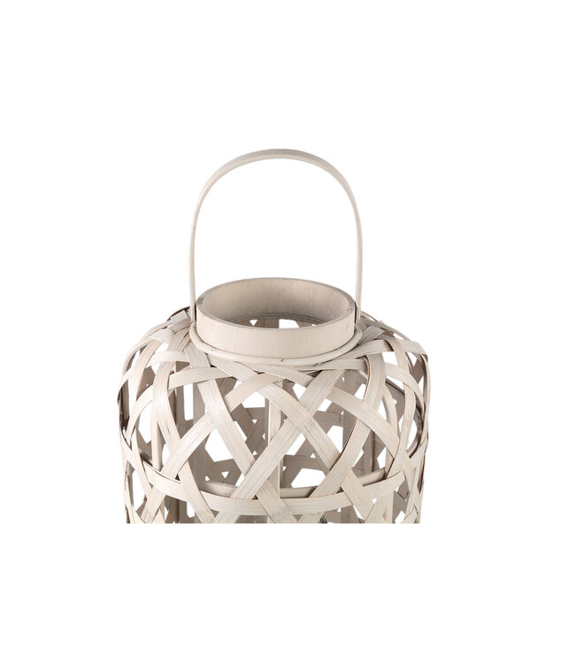 PTMD Mayita Sand round bamboo lantern with glass L
