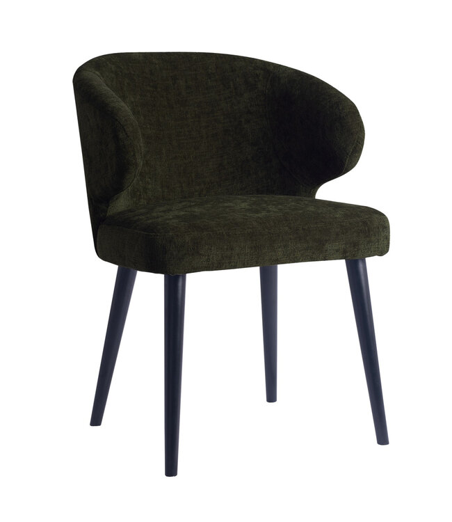 PTMD Fiori Green 1205 dining chair black wood legs