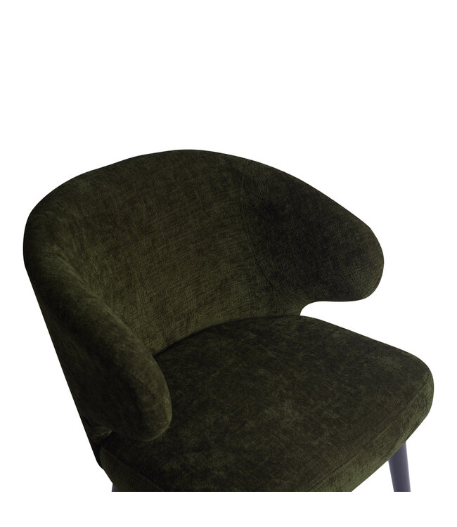 PTMD Fiori Green 1205 dining chair black wood legs