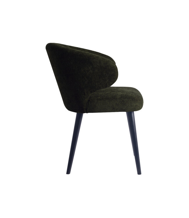 PTMD Fiori Green 1205 dining chair black wood legs