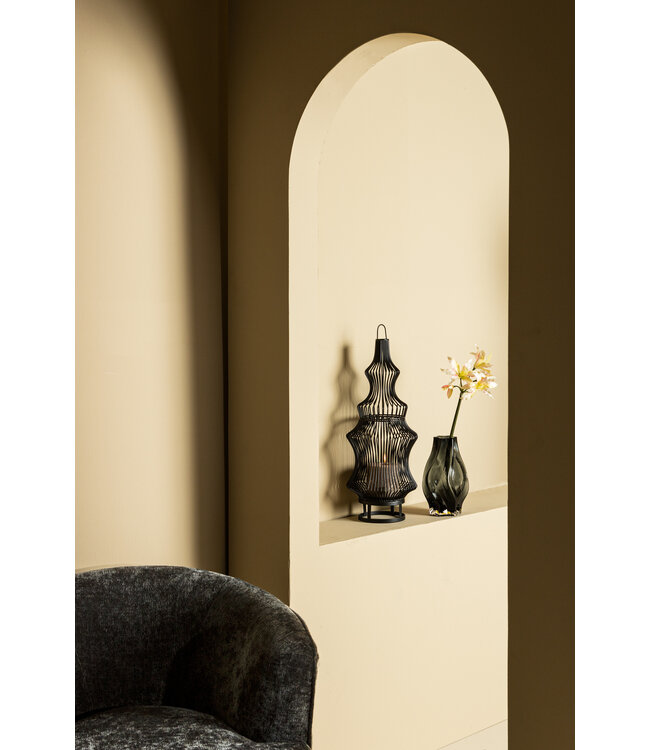 PTMD Tobin Black iron round wired shaped lantern