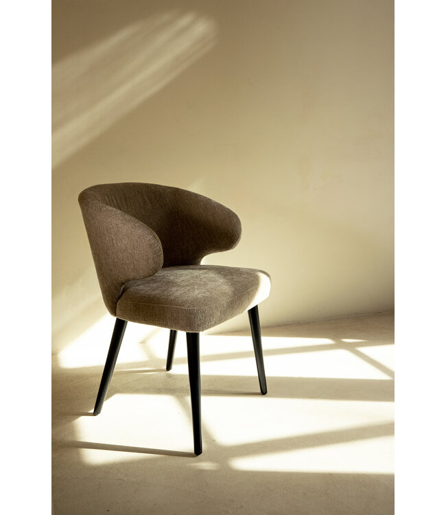 PTMD Fiori White 9852 dining chair black wood legs
