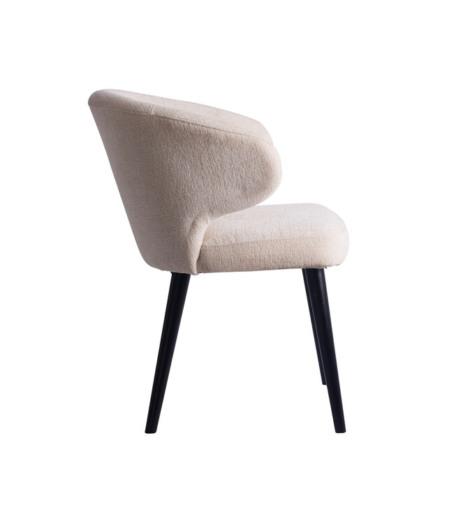 PTMD Fiori White 9852 dining chair black wood legs