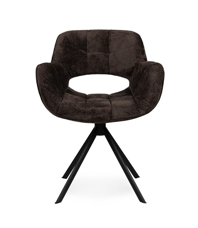 PTMD Link Dining chair dark grey fabric with metal legs