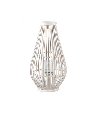 PTMD Lysia Sand round bamboo lantern with glass S