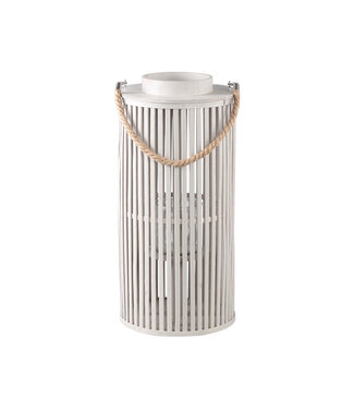 PTMD Zafria Cream round bamboo lantern with glass S