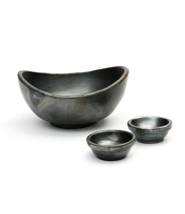Bazar Bizar De Burned Gebogen Kom - Zwart - Set van 3