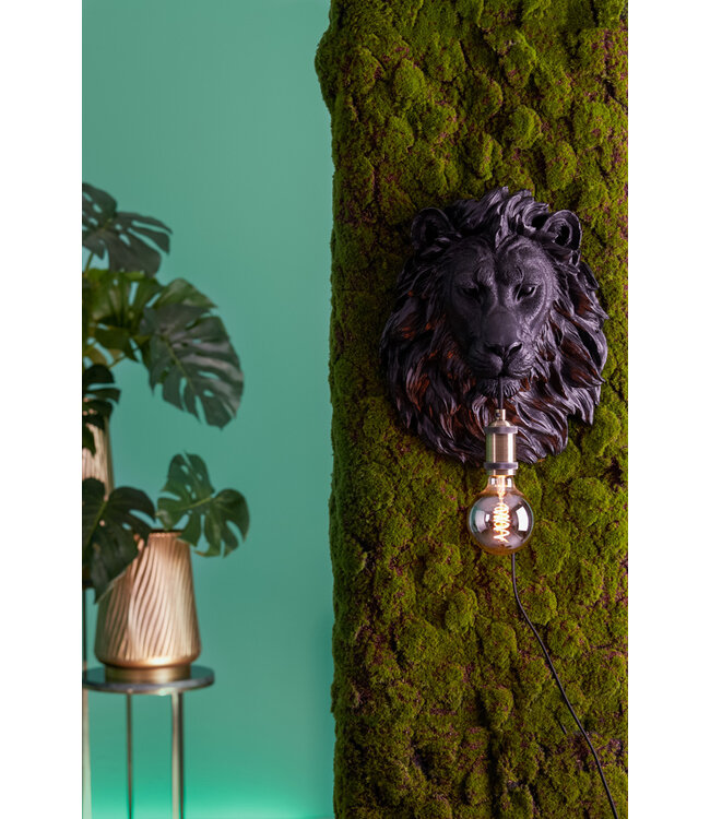 Light & Living Wandlamp Leeuw - Zwart - 33.5x19x40.5cm