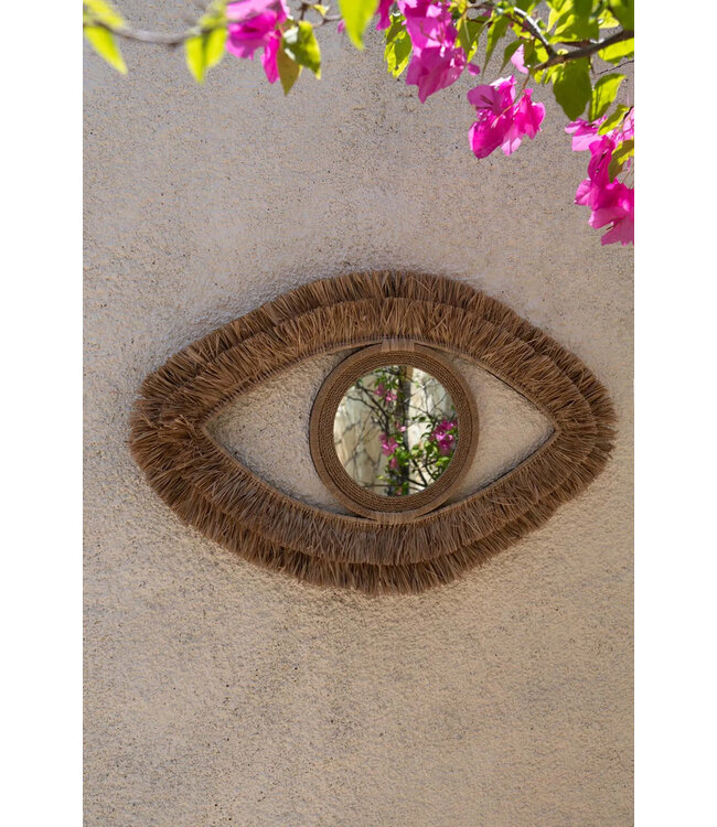 Bazar Bizar De Raffia Eye Spiegel - Naturel - M