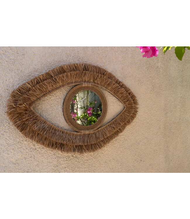 Bazar Bizar De Raffia Eye Spiegel - Naturel - M