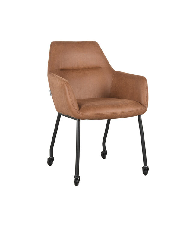 LABEL51 Eetkamerstoel Lenny - Cognac - Microfiber