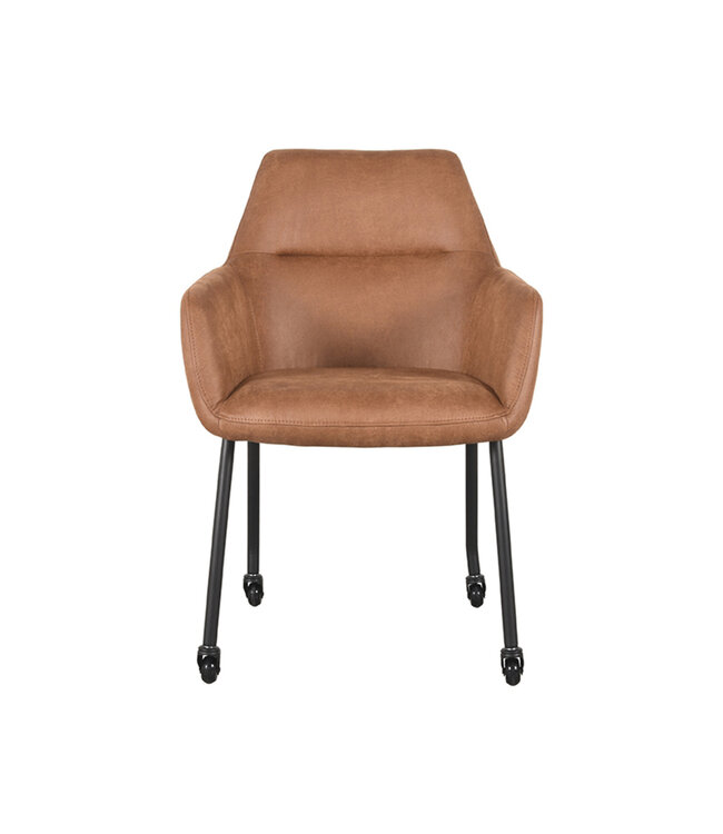 LABEL51 Eetkamerstoel Lenny - Cognac - Microfiber