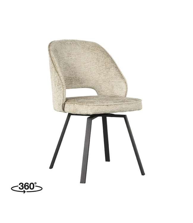 LABEL51 Eetkamerstoel Lewis - Beige - Fluweel
