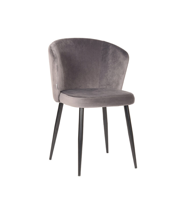 LABEL51 Eetkamerstoel Wave - Grijs - Fluweel