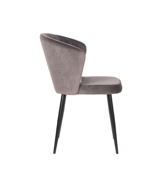 LABEL51 Eetkamerstoel Wave - Grijs - Fluweel