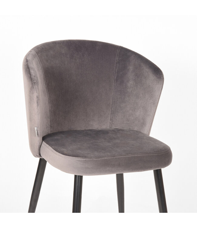 LABEL51 Eetkamerstoel Wave - Grijs - Fluweel