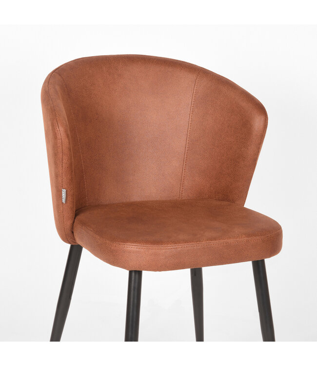 LABEL51 Eetkamerstoel Wave - Cognac - Microfiber