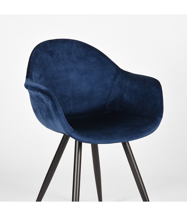 LABEL51 Eetkamerstoel Forli - Blauw - Fluweel